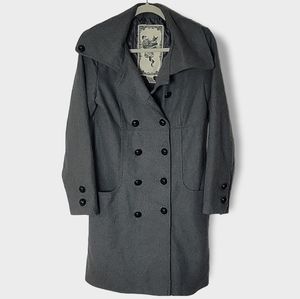 Vintage Inspired Forever Audrey Longline Woll Blend Button Down Pea Coat Medium